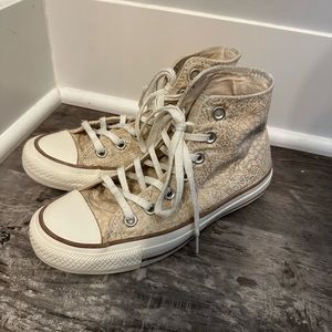 White Gold sparkly pattern converse